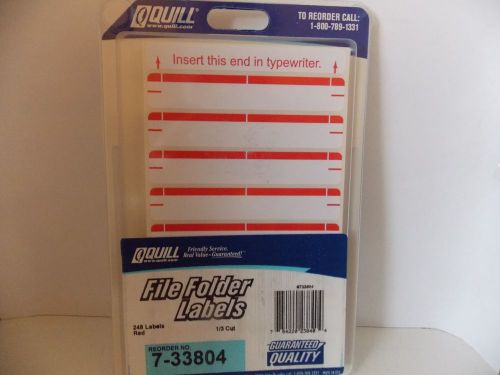 Quill File folder 248 Labels 1/3 cut Red 7-33804