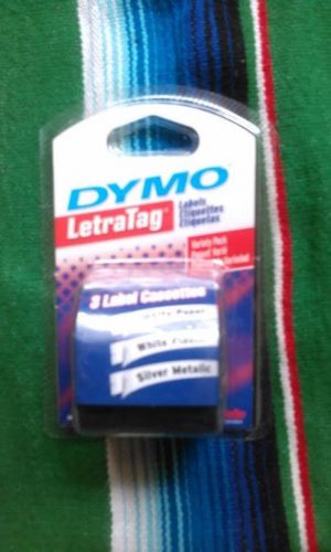 PACK OF 3 DYMO LETRATAG LABELS WHITE PAPER / WHITE PLASTIC / SILVER METALIC