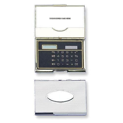 New Silver-tone Calculator &amp; Business Card Case Office