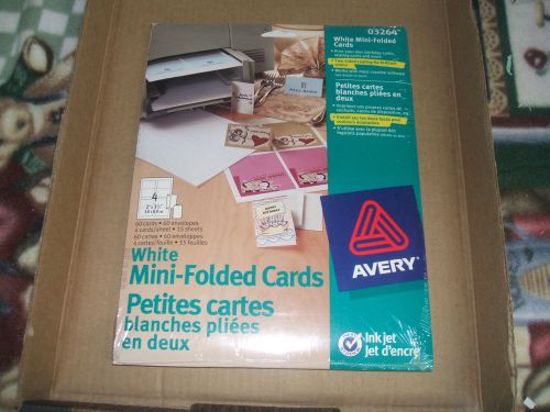 Avery 3264 White Mini Folded Cards Ink Jet 60 Cards 60 Envelopes NEW