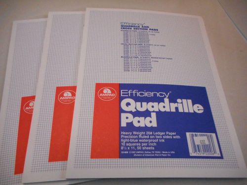 Ampad 22006 20lb Quadrille Pad W/10 Squares/inch, Letter, White, 50 Sheets/pad