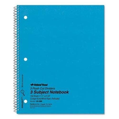 Rediform national 3-subject notebook - 150 sheet - college ruled - 8.87&#034; (33386) for sale