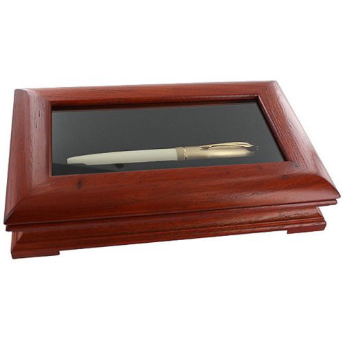 Rosewood Woodtone Glass Top Single Pen Display Show Case