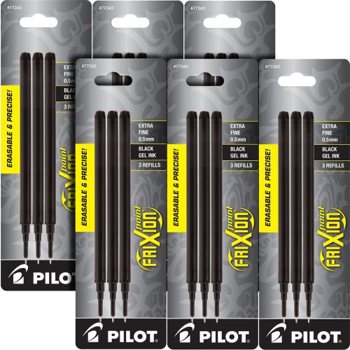 Pilot frixion point gel pen refills, extra fine point, 0.5mm, black ink, 18/pack for sale