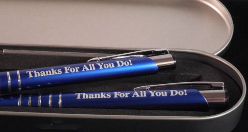 PEN &amp; PENCIL SET TEACHER GIFT &#034;WE BUILD THE FUTURE …&#034; with CASE NEW
