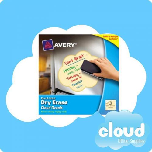 Avery Yellow Peel &amp; Stick Dry Erase Decals Cloud 254 x 254 mm 3/Pack - 24337