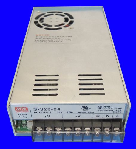 Mean Well 320W Switching Power Supply 24V Single Output MW S-320-24 / Warranty