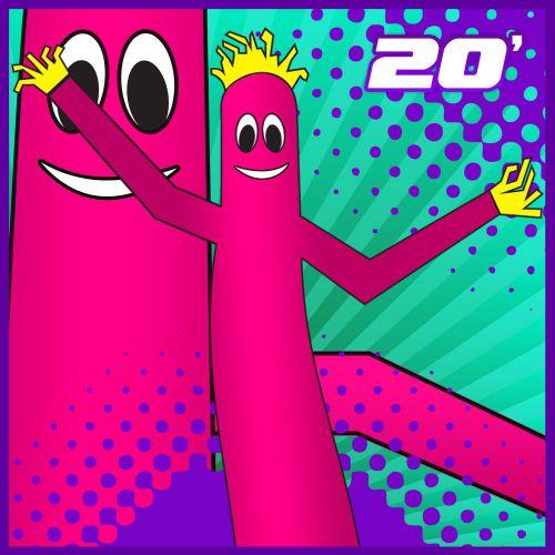 20&#039; Tall Inflatable Sky Dancer Dancing Tube Guy Air Puppet Hot Pink