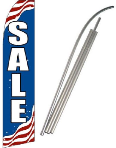 Sale USA Patriotic Swooper Bow Tall Business Flag W/ pole 15 ft banner free ship