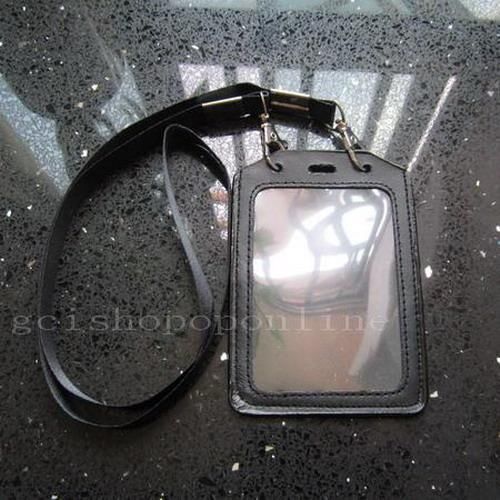 Strap lanyard Snap hook Exhibition Genuine leather ID Card Badge Holder 55555555