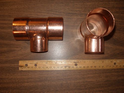 Two - copper tees 2&#034;x2&#034;x1.75&#034; plumbing fitting for sale