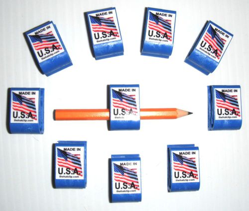 PENCIL HOLDERS hard hats adhesive tools 10 PACK BLUE CLIPS carpenter craftsman