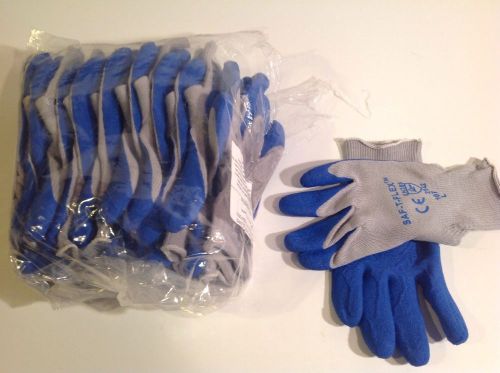 Industrial work gloves grip size large latex coating lot of 10 pairs for sale