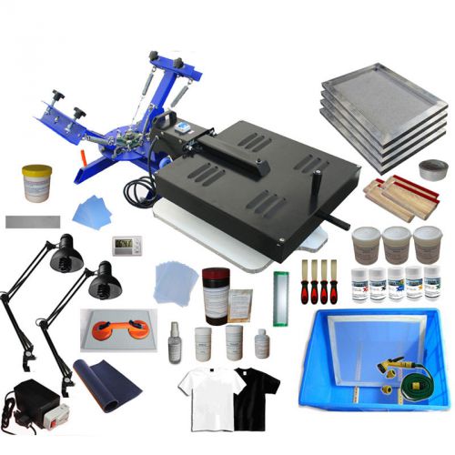 2 color 1 station screen printing press w/ dryer &amp; diy printing materials kit b for sale