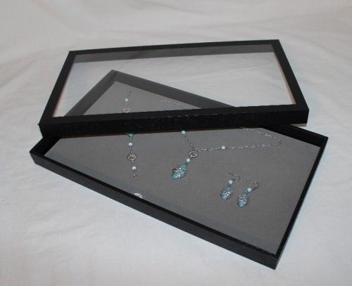 CLEAR REMOVABLE TOP MULTIPURPOSE DISPLAY CASE WITH GRAY VELVET PAD