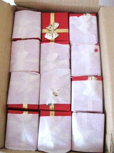 60 LOT Square Ring Jewelry Display Gift Boxes W/ Inserts Red W/ Gold Ribbon