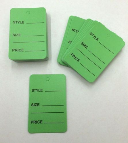 1000 PCS.  Green Unstrung Garment Price Hanging Lables Tags 1-1/4&#034; W X 1-7/8 H