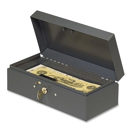 Mmf2212cbgy cash box, piano hinges,key entry,10-1/4&#034;x4-3/4&#034;x2-7/8&#034;,gy for sale