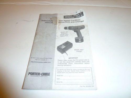 PORTER  CABLE 862  8620  8621      CORDLESS  DRILL  MANUAL