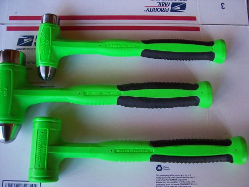 New Snap On EXTREME GREEN 3 Pc. 16, 24, And  32 Oz. Dead Blow Hammer Set