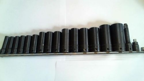 Snap-On 3/8 drive SIMFM 6 point socket set (8-24) + extension+3/8 to 1/4 adapter