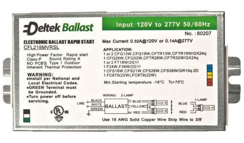 Compact fluorescent ballasts, 2/1 lamp- 18/21 watts, 120-277v, code: 80207 for sale