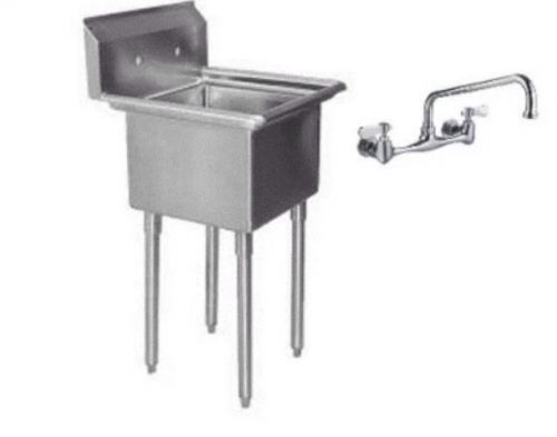 One compartment (1) stainless steel utility prep mop sink 22 x 17 with faucet for sale