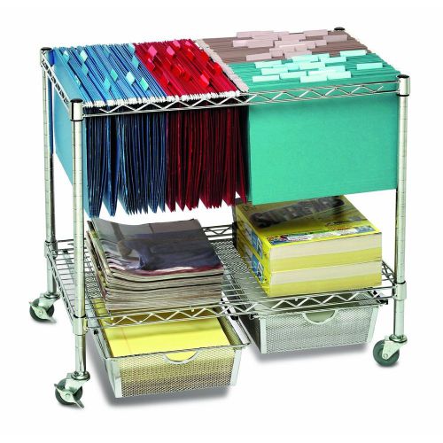 File Rolling Cart Office Utility Folder Desk Organizer On Wheel Mobile Rack Home