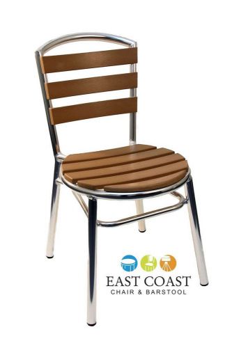 New Gulf Coast Aluminum / Teak-Inspired Poly Lumber Outdoor Side Chair