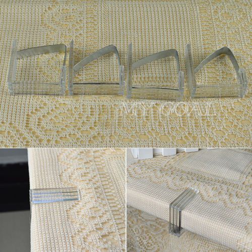 4 x Stainless Steel Tablecloth Table Cover Clips Holder Clamps Self Adjusting