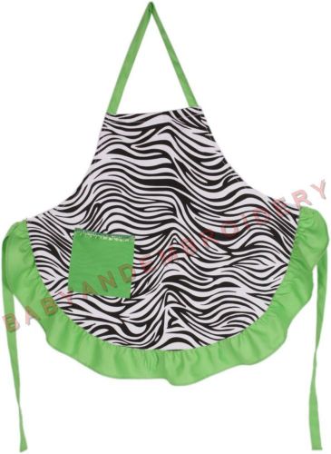 Zebra apron green full length smock embroidery rhinestone option for sale