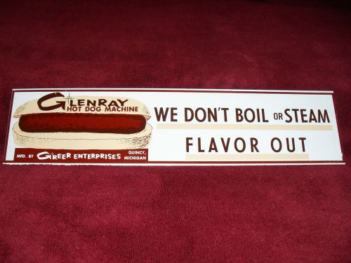 Glenray Hot Dog Machine - Model 56 - Vintage Painted Metal Sign For Bun Warmer