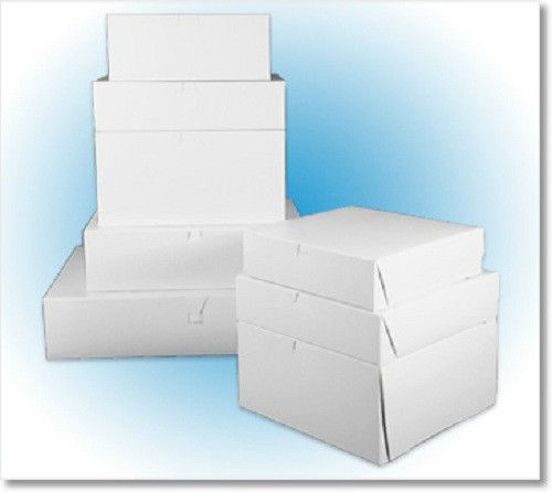 14&#034; x 14&#034; x 6&#034; white cake box, pastry, bakery, 1-pc/lock corner (10 boxes) for sale
