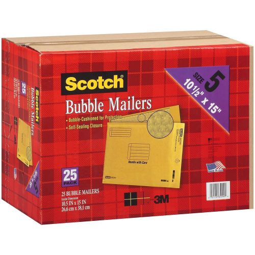 Scotch Bubble Mailers Size 5 (10.5&#034; x 15&#034;) 25 Pk - Brand New Item