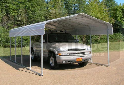 Versatube brand Metal Carport with enclosed Back and Gable front