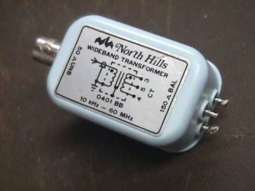 North Hills 0301BB, 50U:150B, 10kHz-60MHz, wideband transformer.