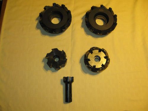 5 pc. large milling machine cutter head set, all indexable insert type heads. for sale