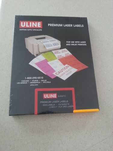 ULine Premium Laser Labels, S-5047O - Fluorescent Orange, 2 5/8 x 1&#034; -3,000/box