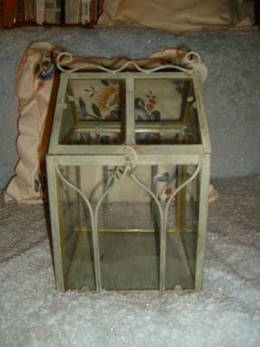 Ooak rare glass&amp;metal elaborate green house display case-excellent-lift roof for sale
