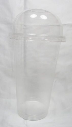 50 sets x16 oz plastic clear cup &amp; dome lid iced coffee ice cream smoothie party for sale