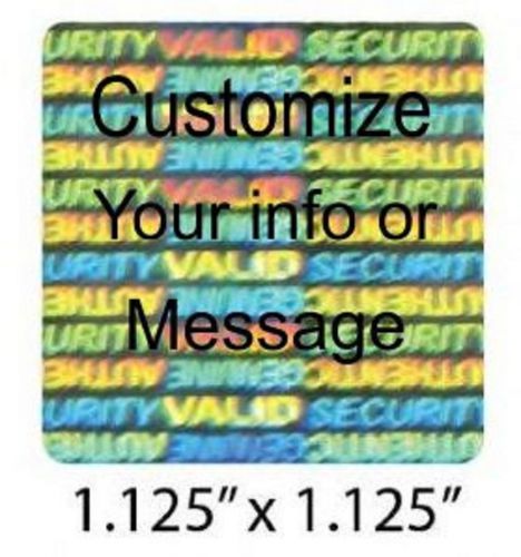 100 CUSTOM PRINT  Hologram Security 1-1/8&#034; Square SVAG Label Sticker Seals