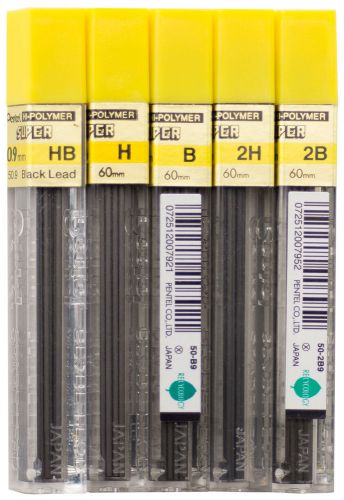 Pentel Super Hi-Polymer 0.9mm Refill Lead Set HB B 2B H 2H 0.9 mm