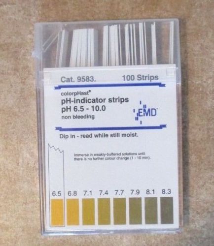 EMD colorpHast pH 6.5-10.0 Non-Bleeding Indicator Strips #9583 (Pack of 100)