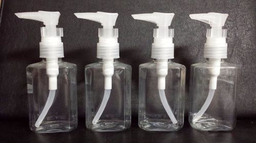 (4) Clear Plastic 3 oz. Travel Bottles Carry On Containers with Pump