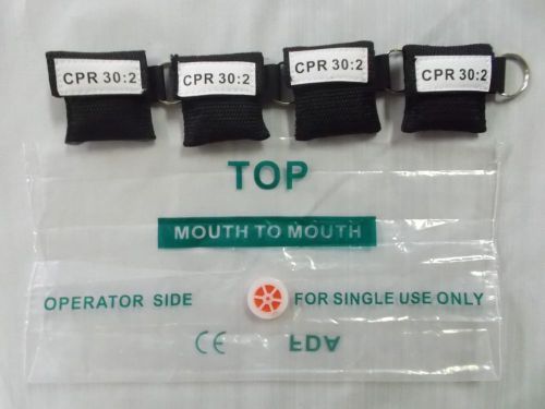 100 Black CPR Mask Keychain Face Shield key Chain Disposable imprinted CPR 30:2