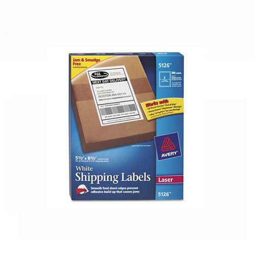 Avery Avery 5126 - Laser Shipping Labels, Half Sheet, White - 200 Labels