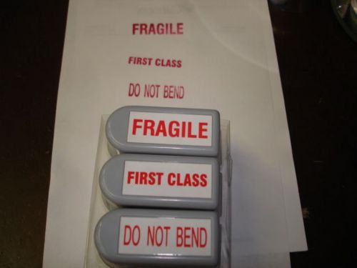 Office Depot 3 PK Pre-inked Rubber Stamp  Fragile, First Class, &amp; Do Not Bend