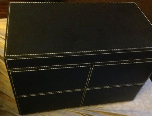 LEATHER DESK TOP STORAGE BOX ORGANIZER - New, Box, Recipes, Files, Treasures