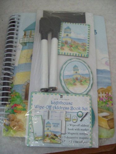 Lighthouse Wipe-off Address Book Set, Magnets, Notepad, Markers