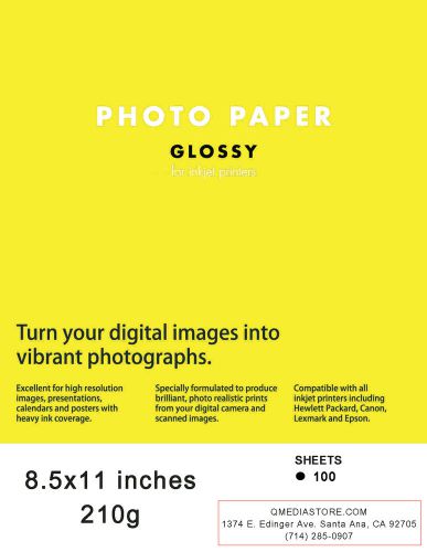 Glossy Inkjet Photo Paper 8.5 x 11 inches (210g) 100 Sheets
